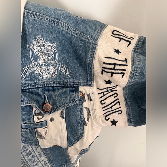 Vintage oversized cropped ladies denim jacket 90s streetwear size L - Picture 5 of 8